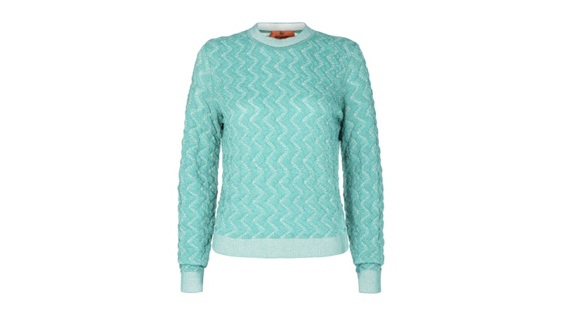 M Missoni Women’s Chevron-Pattern Sweater Turquoise