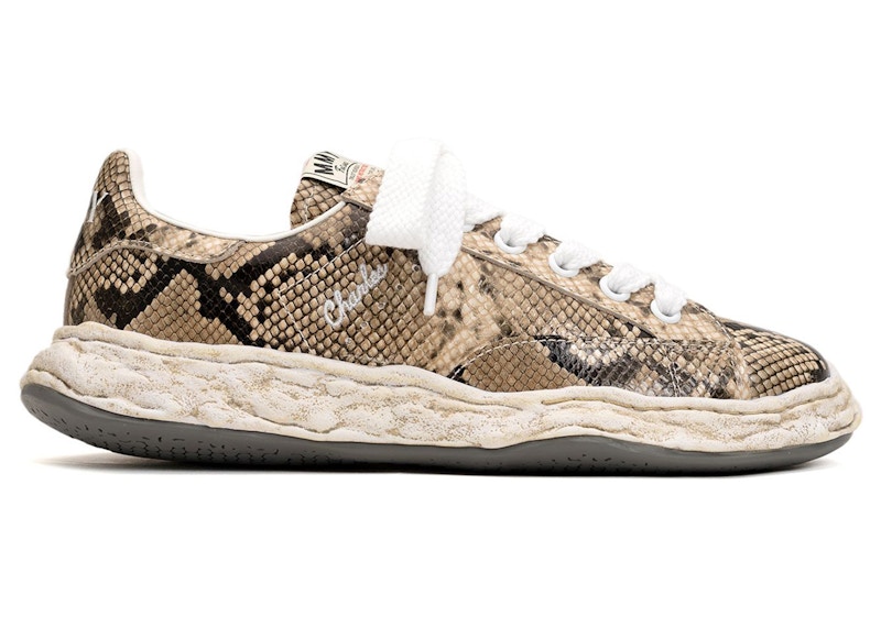 Maison Mihara Yasuhiro Charles OG Sole Leather Low Python Printed Natural