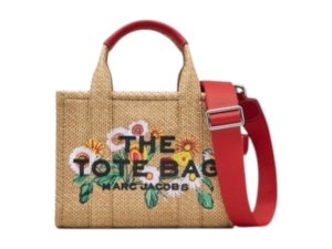Marc Jacobs The Small Tote Embroidery Daisy Raffia Natural