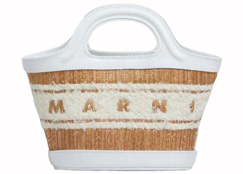 Marni Leather and Raffia Effect Fabric Microbag Wit
