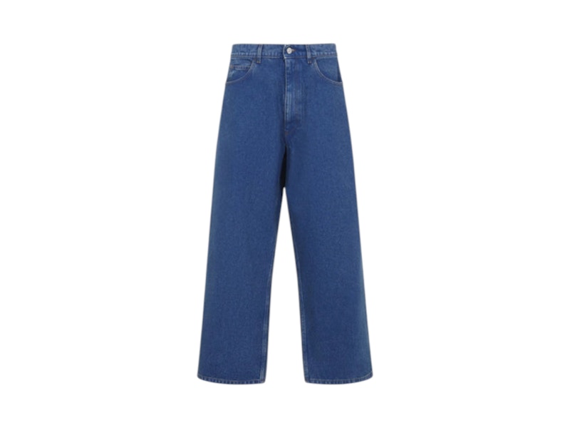 Marni Printed Logo Patch Jeans Ocean Blauw