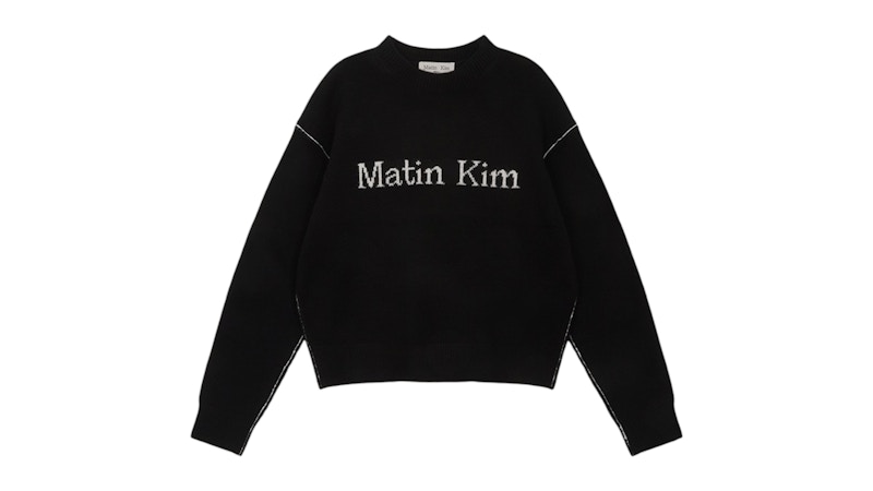 Matin Kim Color Line Point Logo Knit Pullover Zwart