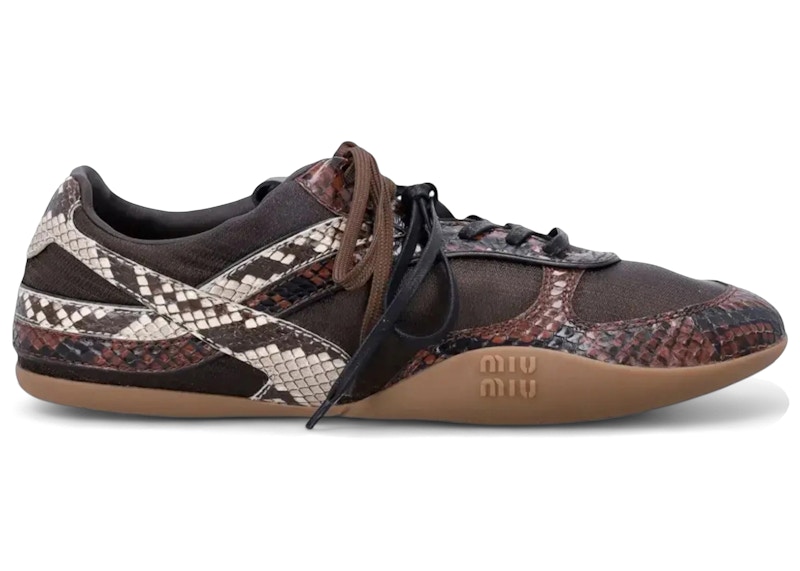 Miu Miu Gymnasium Technical Sneaker Python Print Moro Tabacco Moro/tabacco