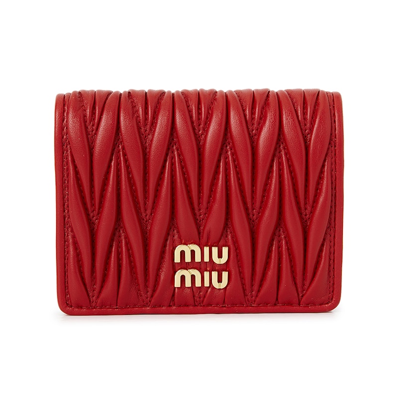 Miu Miu Matelasse Short Wallet Rood