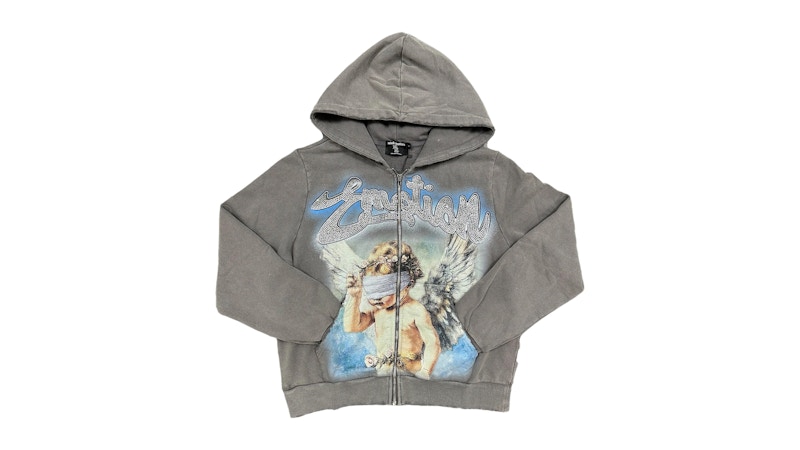 Mixed Emotion Rhinestone Hoodie Grijs