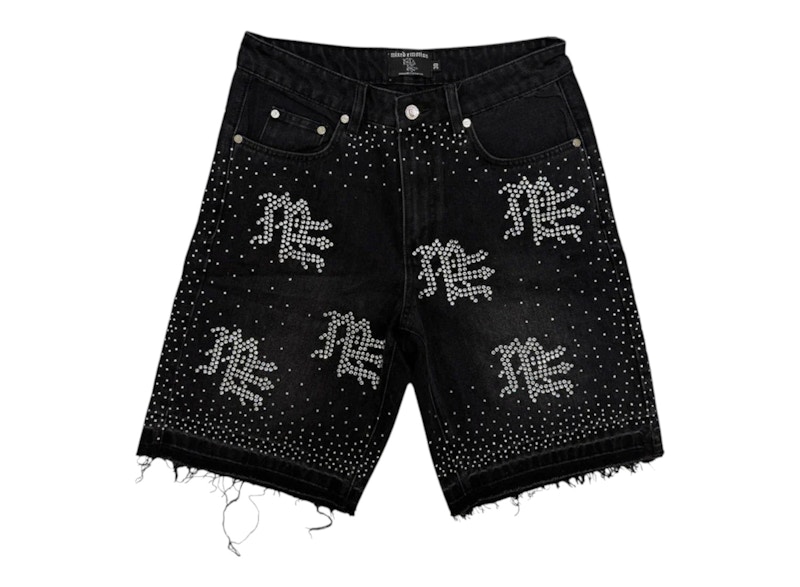 Mixed Emotions ME Rhinestone Shorts Zwart