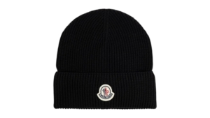 Moncler Iconic Circular Logo Ribbed Hat Zwart
