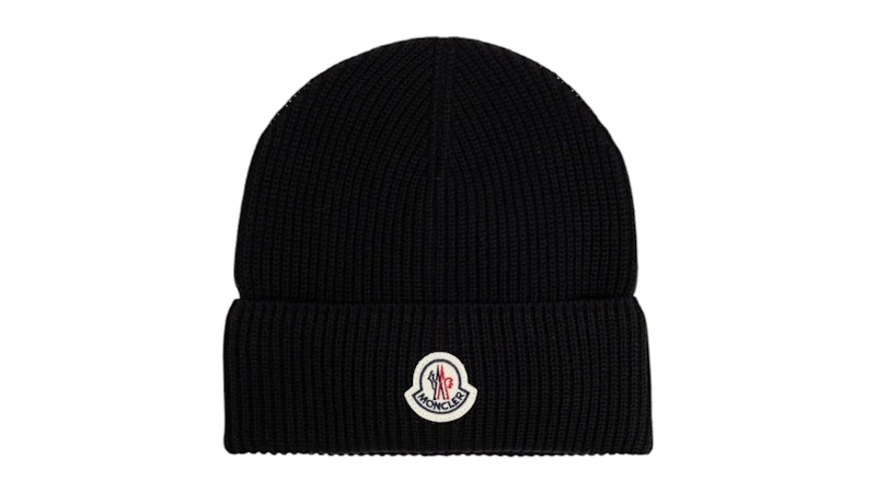 Moncler Iconic Circular Logo Ribbed Hat Zwart