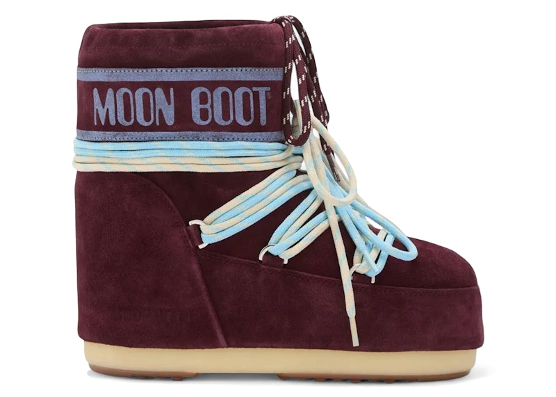Moon Boot Icon Suede Low Boot Burgundy Rood
