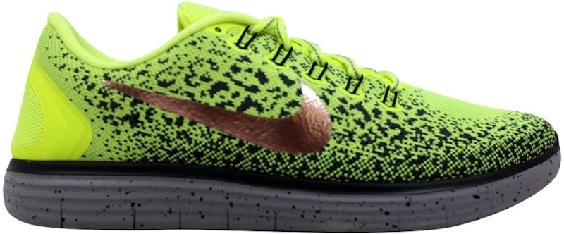 Nike Free Run Distance Shield Volt/Metallic Bronze-Dark Grijs
