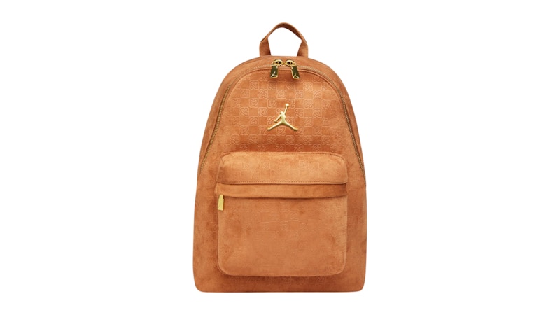 Nike Jordan Suede Monogram 23.5L Backpack Cognac Bruin