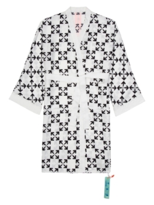 OFF- Arrow Pattern Silk Robe Zwart