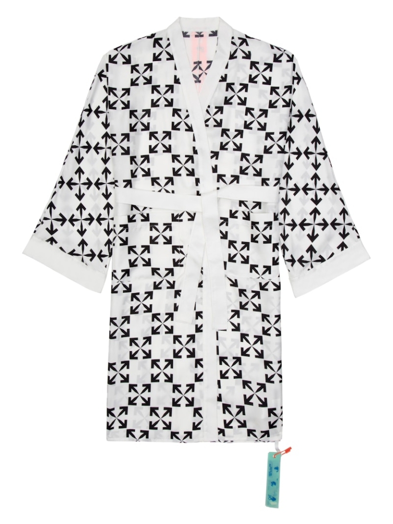 OFF- Arrow Pattern Silk Robe Zwart