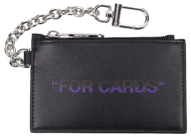 OFF- Card Case Quote Key Ring /Violet Zwart