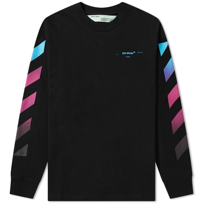 OFF- Diagonal Gradient L/S Tee Zwart