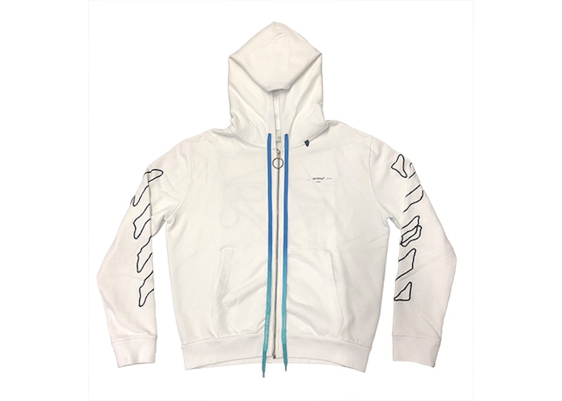 OFF- Embroidered Abstract Arrows Zip Hoodie Wit
