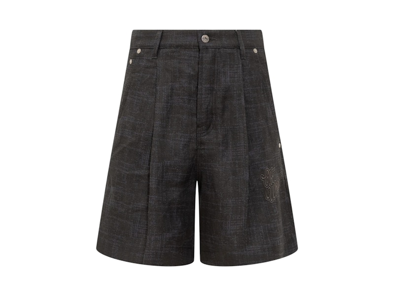 OFF- High-Rise Wide-Leg Shorts Blauw