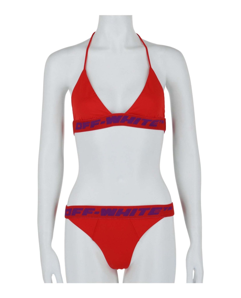 OFF- Logo Banded Bikini Set Oranje