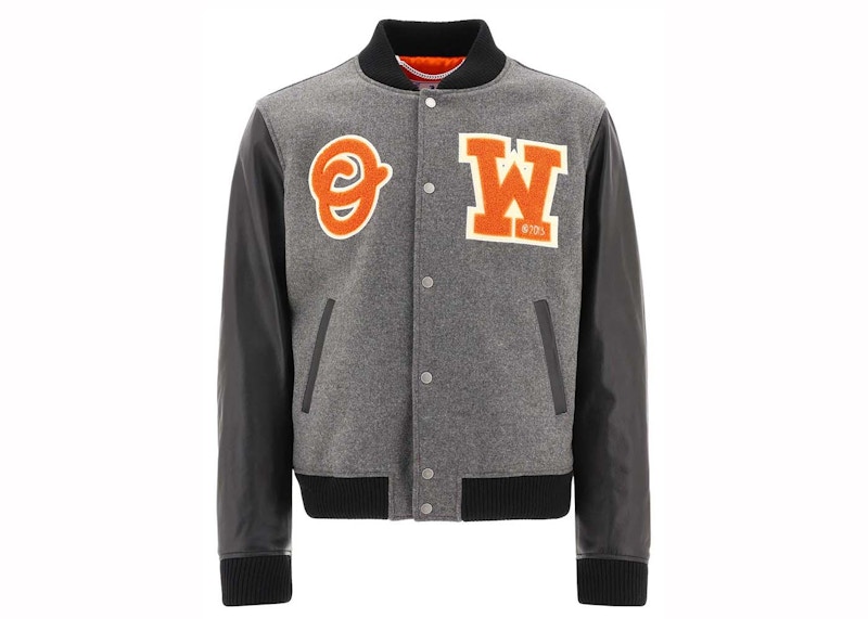 OFF- Logo Lettering Bomber Jacket Zwart