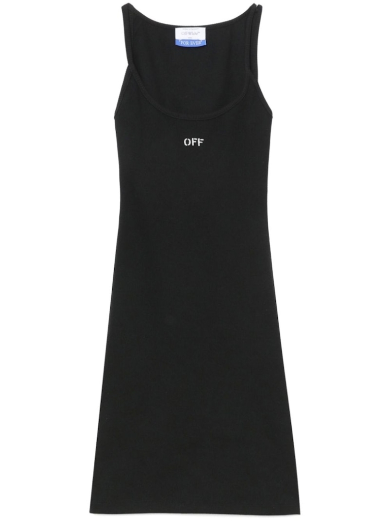 OFF- Off Stamp Rib Basic Tank Dress Zwart