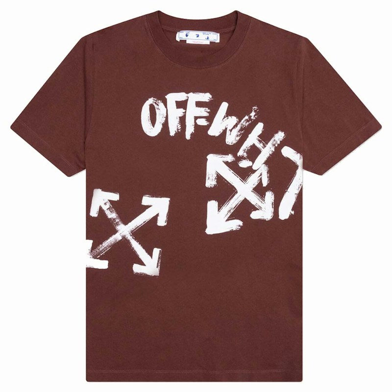 OFF- Paint Script Over Skate T-shirt Burgundy Rood