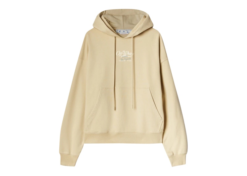 OFF- Script Logo Opp Over Skate Hoodie Beige