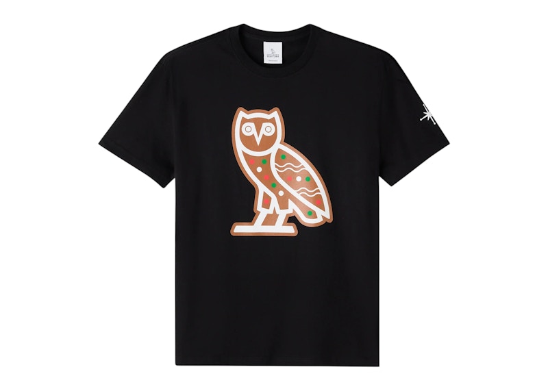 OVO Gingerbread Owl Tee Zwart