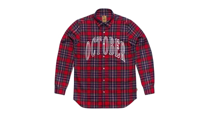OVO October Flannel Button Down Shirt Rood