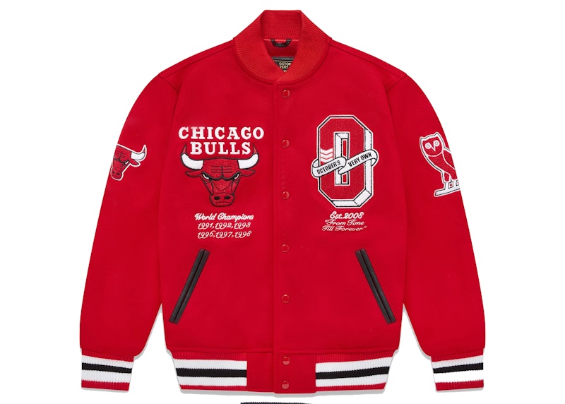 OVO x NBA Bulls Varsity Jacket Rood