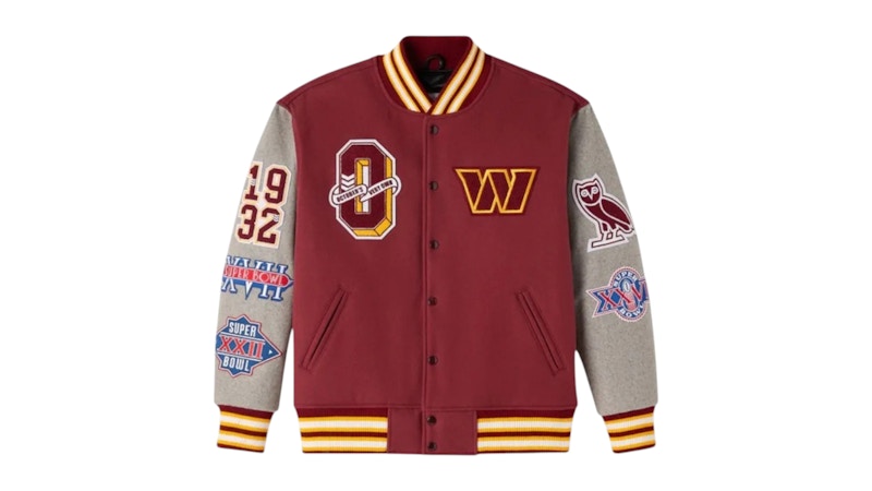 OVO x NFL Washington Commanders Wool Varsity Jacket Rood