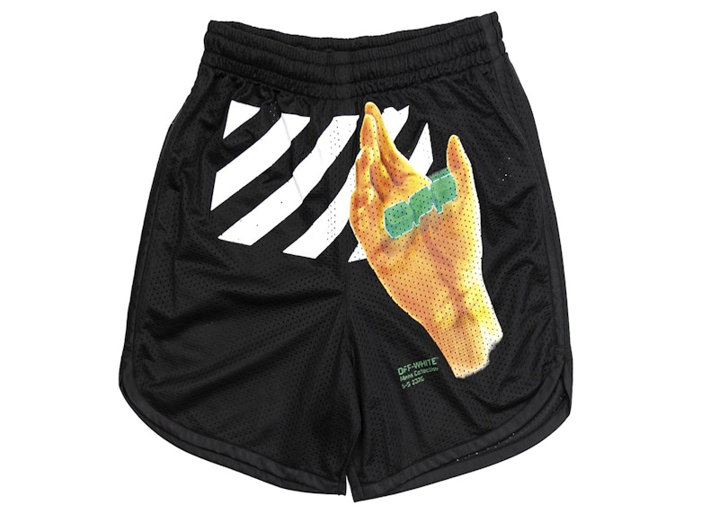 OFF- Hand Logo Mesh Shorts Zwart