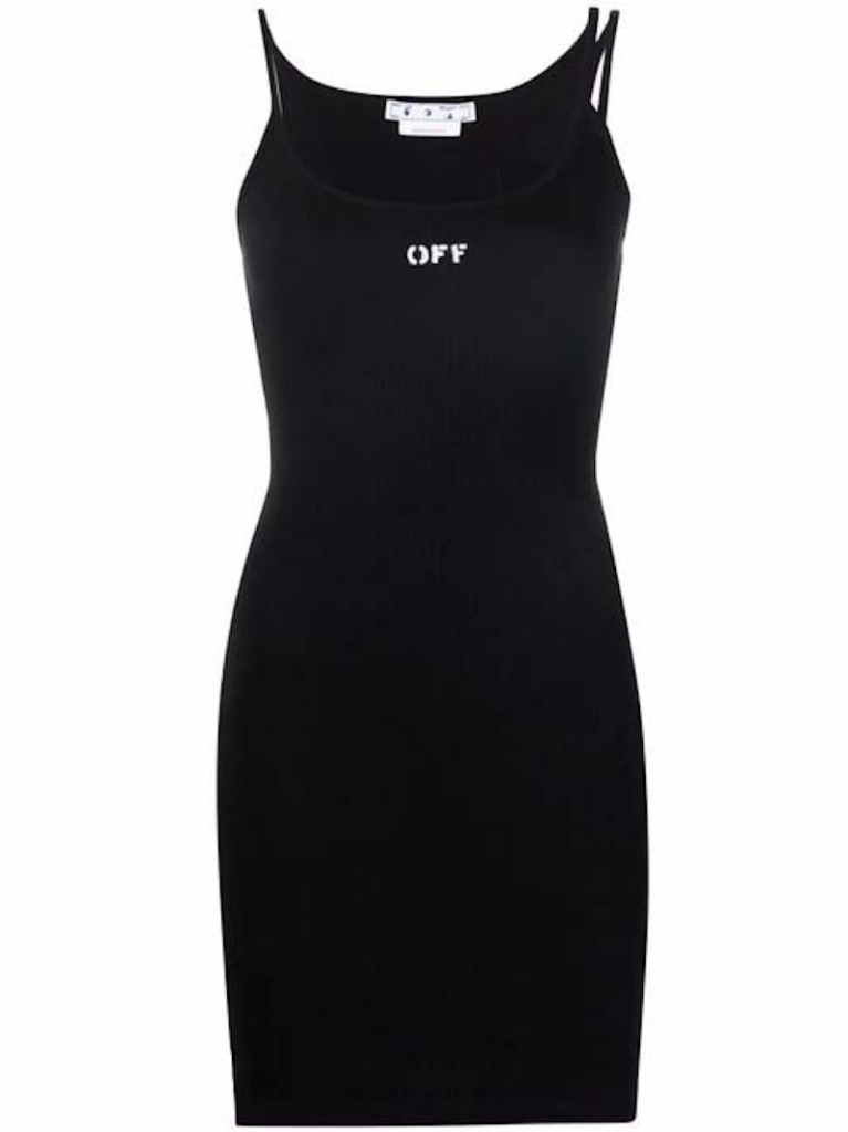 OFF- Off Stamp Basic Rib Dress Zwart