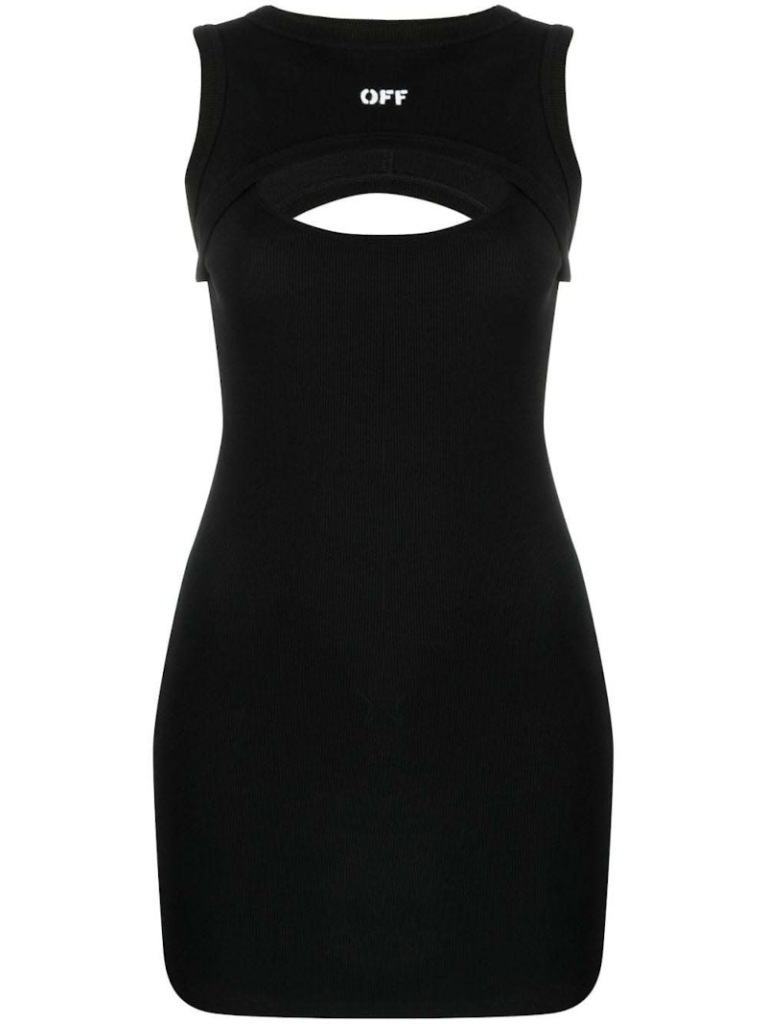 OFF- Off Stamp Ribbed Mini Dress Zwart