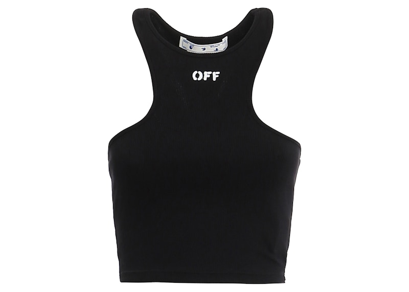 OFF- Women’s Off Stamp Ribbed Rowing Top Zwart