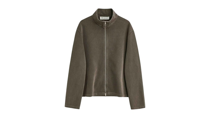 Our Legacy Shrunken Fullzip Worn Graphite Sweatshirt Athletic Rib