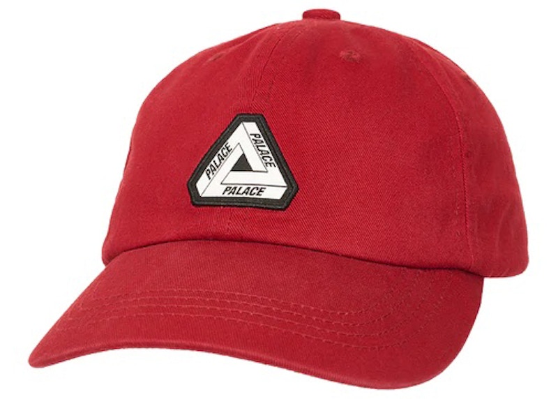 Palace Washed Twill Tri-Ferg 6-Panel Burgundy Rood