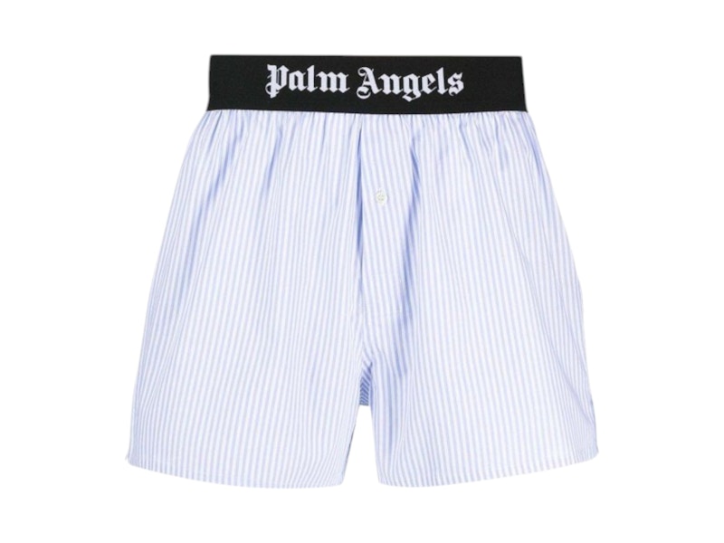 Palm Angels Classic Logo Striped Boxer Light Blauw