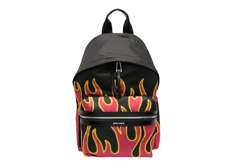 Palm Angels Flames Print Backpack Zwart