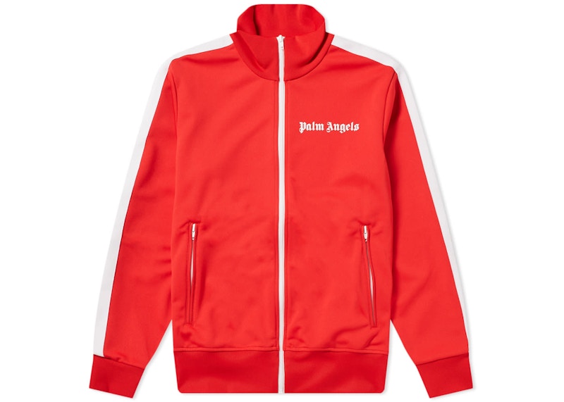 Palm Angels Logo Print Zip Up Track Jacket Rood