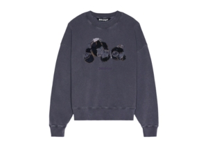 Palm Angels Patchwork Ripped Bear Crewneck Grijs