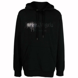 Palm Angels Rhinestone Sprayed Hoodie Zwart