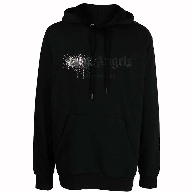 Palm Angels Rhinestone Sprayed Hoodie Zwart