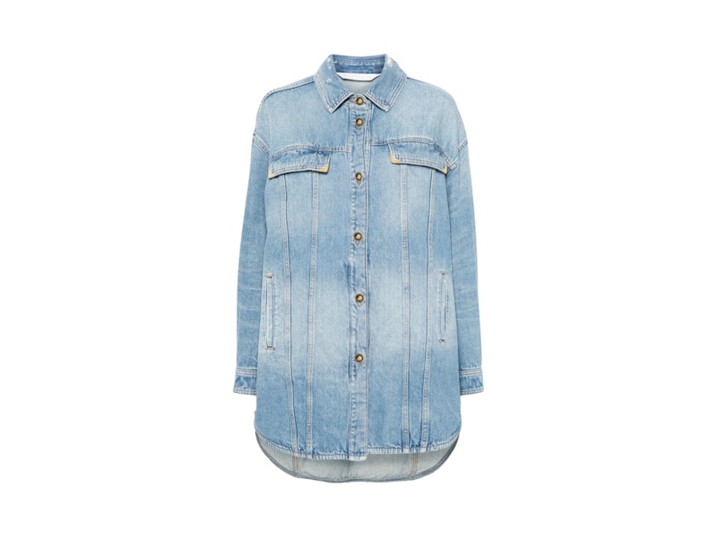 Palm Angels Washed Logo Overshirt Blauw