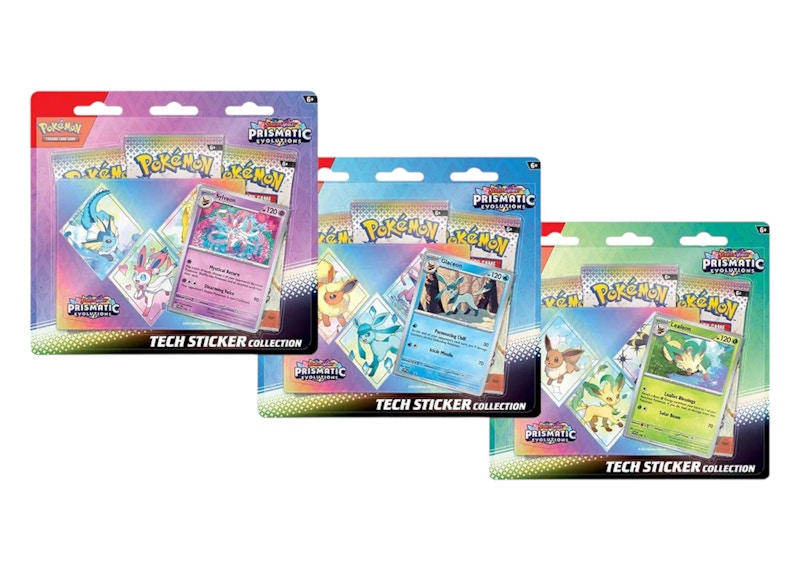 Pokémon Scarlet & Violet Prismatic Evolutions 3 Pack Tech Sticker Collection 3x Lot