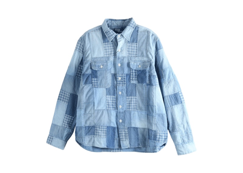 Polo Ralph Lauren Long-Sleeve Indigo Patchwork Chicago Workshirt Tan