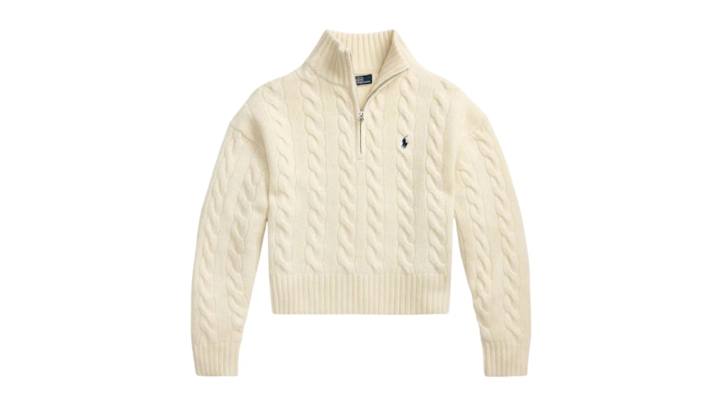 Polo Ralph Lauren Long Sleeve Mock Neck Sweater Pullover Authentic Creme
