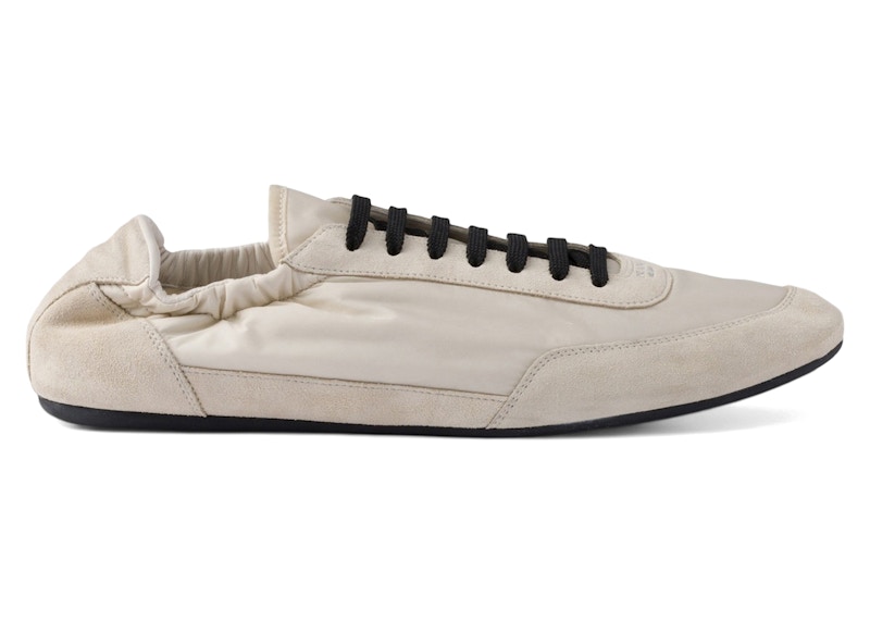Prada Collapse Sneakers Re-Nylon Suede Elasticized Ivory Wit