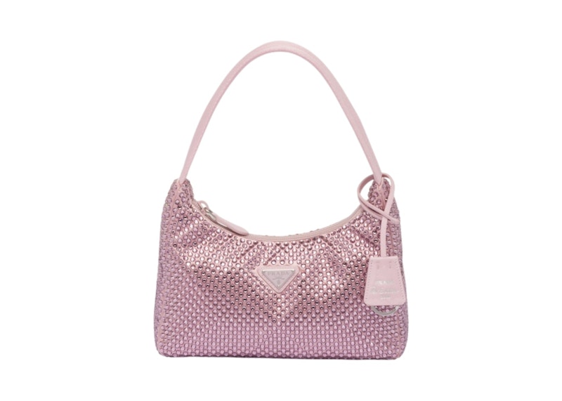 Prada Crystal Re-Edition Mini Satin Bag Roze