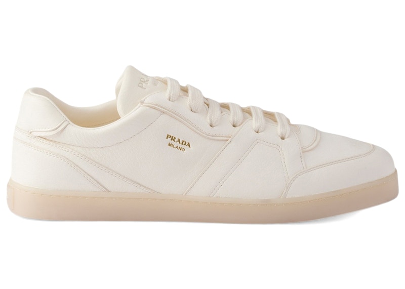 Prada Leather Sneakers Ivory Wit