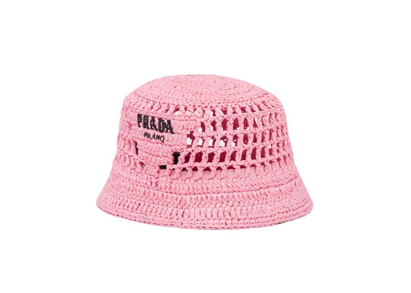 Prada Raffia Bucket Hat Petal Roze